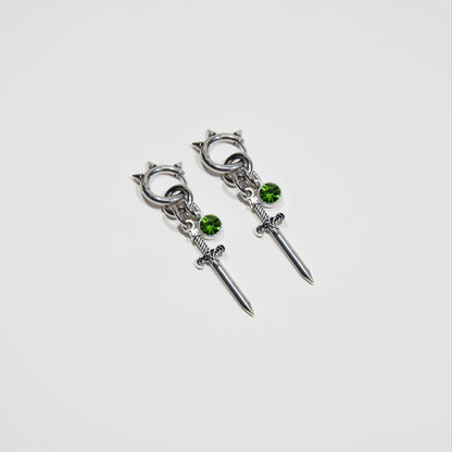 Boucles d'oreille en acier inoxydable strass vert. Bijoux y2k. Bijoux punk. Bijoux rock. Bijoux glam rock. Bijoux grunge. Boucles d'oreilles Y2K. Boucles d'oreilles punk. Boucles d'oreilles rock. Boucles d'oreilles glam rock. Boucles d'oreilles grunge.