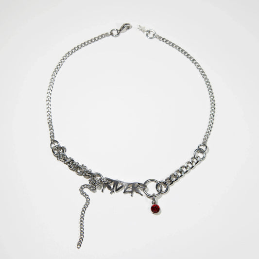 collier en acier inoxydable et fer à strass rouge. Bijoux y2k. Bijoux punk. Bijoux rock. Bijoux glam rock. Bijoux grunge. Colliers Y2K. Colliers punk. Colliers rock. Colliers glam rock. Colliers grunge. Collier made in France. Collier pour homme.