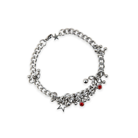 bracelet en acier inoxydable strass rouge. Bijoux y2k. Bijoux punk. Bijoux rock. Bijoux glam rock. Bijoux grunge. Bracelets Y2K. Bracelets punk. Bracelets rock. Bracelets glam rock. Bracelets grunge. Bracelets made in France. Bracelet pour homme